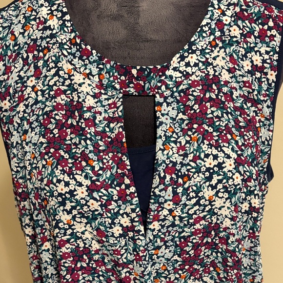 41 Hawthorn Floral Print Blouse- Blue and Maroon - Picture 2 of 5